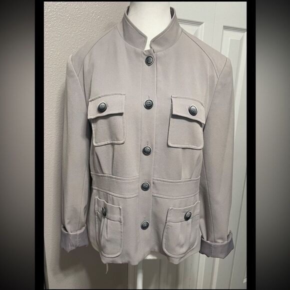 Bern And Mort Grey Utility Jacket Coat Pocket Detail Women’s Size 12 READ - Picture 1 of 11